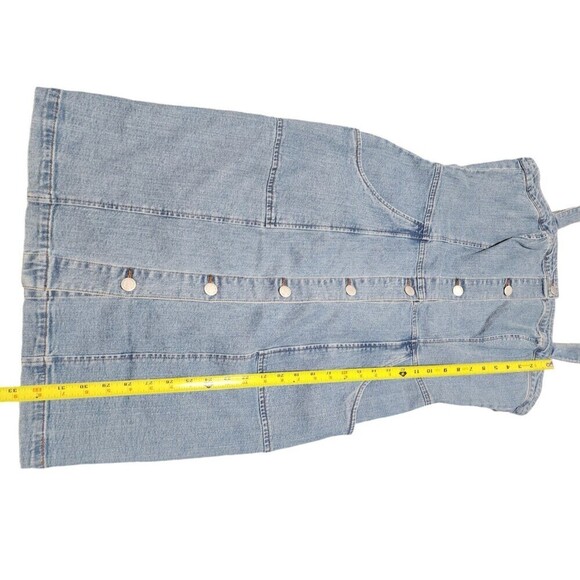 On 34th Women's Denim Pinafore Button-Adjustable Straps Dress Medium - Picture 6 of 8